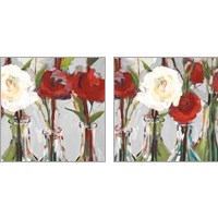 Framed 'Red Romantic Blossoms 2 Piece Art Print Set' border=