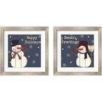 Framed 'Cardinals And Snowmen 2 Piece Framed Art Print Set' border=