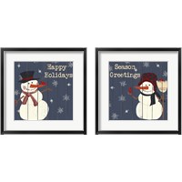 Framed Cardinals And Snowmen 2 Piece Framed Art Print Set