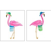 Framed Beach Flamingo 2 Piece Art Print Set