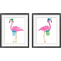 Framed 'Beach Flamingo 2 Piece Framed Art Print Set' border=
