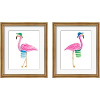 Framed 'Beach Flamingo 2 Piece Framed Art Print Set' border=