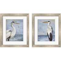 Framed Blue Heron On Blue 2 Piece Framed Art Print Set