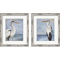 Framed 'Blue Heron On Blue 2 Piece Framed Art Print Set' border=