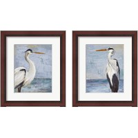 Framed Blue Heron On Blue 2 Piece Framed Art Print Set