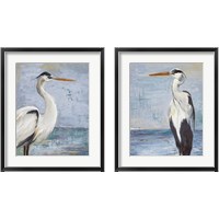 Framed Blue Heron On Blue 2 Piece Framed Art Print Set