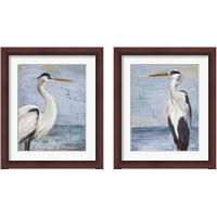Framed 'Blue Heron On Blue 2 Piece Framed Art Print Set' border=