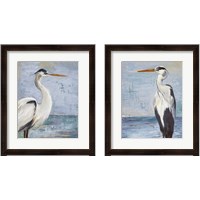 Framed 'Blue Heron On Blue 2 Piece Framed Art Print Set' border=