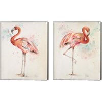 Framed 'Flamingo  2 Piece Canvas Print Set' border=