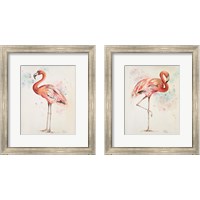 Framed 'Flamingo  2 Piece Framed Art Print Set' border=