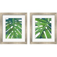 Framed Tropical Leaf with Blue 2 Piece Framed Art Print Set