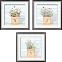 Framed Lavender and Wood Square 3 Piece Framed Art Print Set