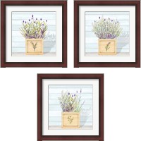Framed Lavender and Wood Square 3 Piece Framed Art Print Set