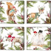 Framed Holiday Animal 4 Piece Canvas Print Set