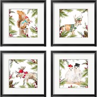 Framed 'Holiday Animal 4 Piece Framed Art Print Set' border=