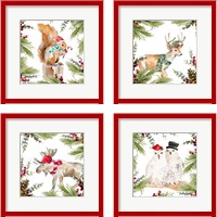 Framed 'Holiday Animal 4 Piece Framed Art Print Set' border=