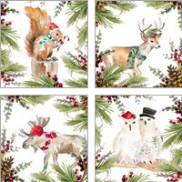 Framed Holiday Animal 4 Piece Art Print Set