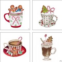 Framed 'Gingerbread and a Mug Full of Cocoa 4 Piece Art Print Set' border=