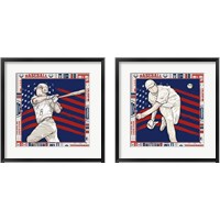 Framed 'American Baseball Player 2 Piece Framed Art Print Set' border=