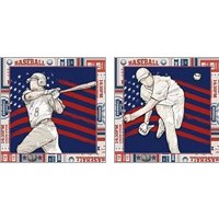 Framed 'American Baseball Player 2 Piece Art Print Set' border=