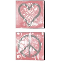 Framed 'Love & Peace 2 Piece Canvas Print Set' border=