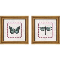 Framed Insect Stamp Bright 2 Piece Framed Art Print Set