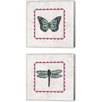 Framed 'Insect Stamp Bright 2 Piece Canvas Print Set' border=