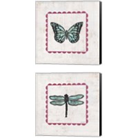 Framed Insect Stamp Bright 2 Piece Canvas Print Set