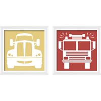 Framed 'Front View Trucks Set II 2 Piece Framed Art Print Set' border=