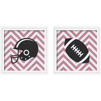 Framed 'Eat Sleep Play Football - Pink 2 Piece Framed Art Print Set' border=