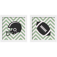 Framed 'Eat Sleep Play Football - Green 2 Piece Framed Art Print Set' border=