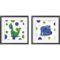 Framed 'Baby Animal Dots 2 Piece Framed Art Print Set' border=