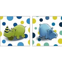 Framed 'Baby Animal Dots 2 Piece Art Print Set' border=