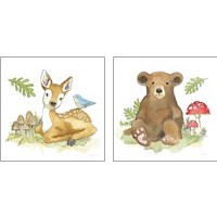 Framed 'Baby Woodland 2 Piece Art Print Set' border=