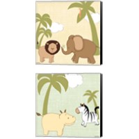 Framed 'Baby Jungle 2 Piece Canvas Print Set' border=