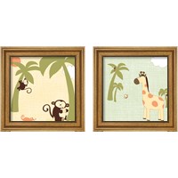 Framed 'Baby Jungle 2 Piece Framed Art Print Set' border=