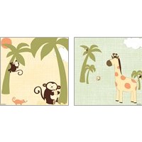 Framed 'Baby Jungle 2 Piece Art Print Set' border=