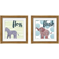 Framed 'Jungle Bath 2 Piece Framed Art Print Set' border=