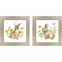 Framed 'Wildflower Bunnies 2 Piece Framed Art Print Set' border=