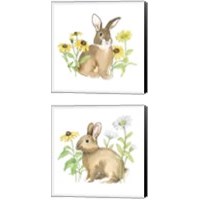Framed 'Wildflower Bunnies 2 Piece Canvas Print Set' border=
