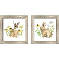 Framed 'Wildflower Bunnies 2 Piece Framed Art Print Set' border=