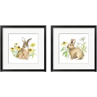 Framed 'Wildflower Bunnies 2 Piece Framed Art Print Set' border=