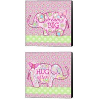 Framed 'Pink Elephant 2 Piece Canvas Print Set' border=