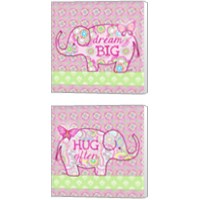 Framed 'Pink Elephant 2 Piece Canvas Print Set' border=