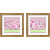 Framed 'Pink Elephant 2 Piece Framed Art Print Set' border=