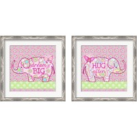 Framed 'Pink Elephant 2 Piece Framed Art Print Set' border=