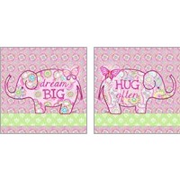 Framed 'Pink Elephant 2 Piece Art Print Set' border=