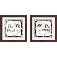Framed 'Bee Happy and Brave 2 Piece Framed Art Print Set' border=