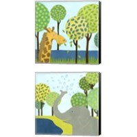 Framed 'Jungle Fun 2 Piece Canvas Print Set' border=
