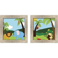 Framed 'Jungle Jamboree 2 Piece Framed Art Print Set' border=